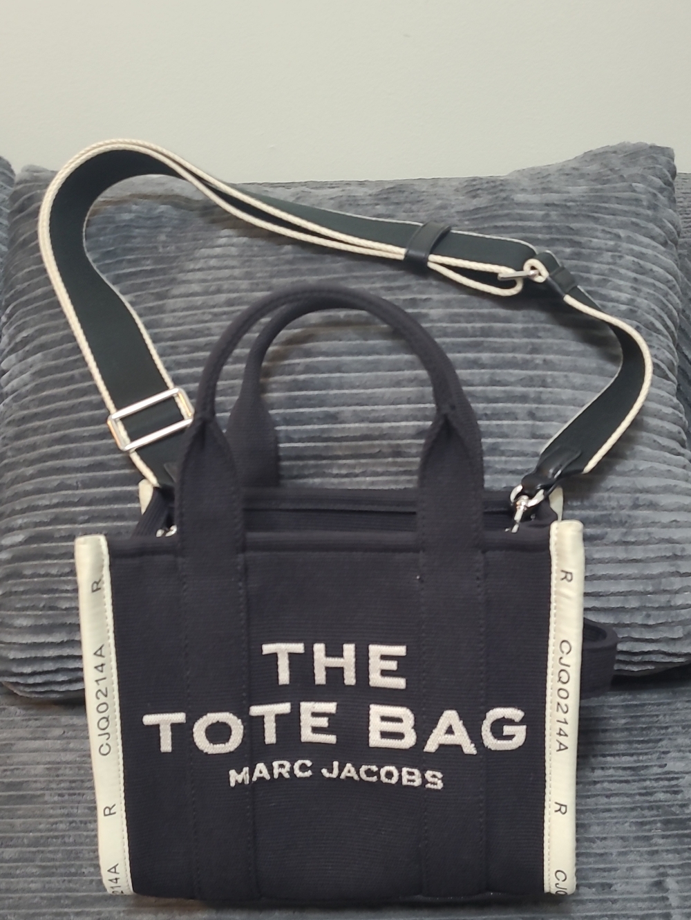 Marc Jacobs Black Canvas Tote Bag with Cream Trim